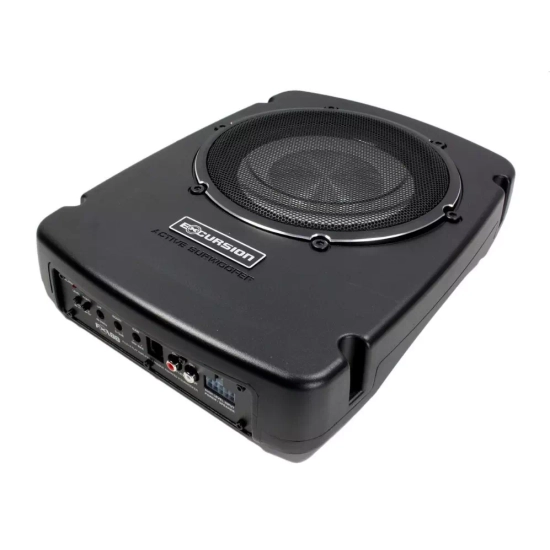 Excursion PXA-B8 active car subwoofer with a 20 cm / 8-inch driver – 150/500 W, die-cast aluminum enclosure, dual radiator, bass level controller.